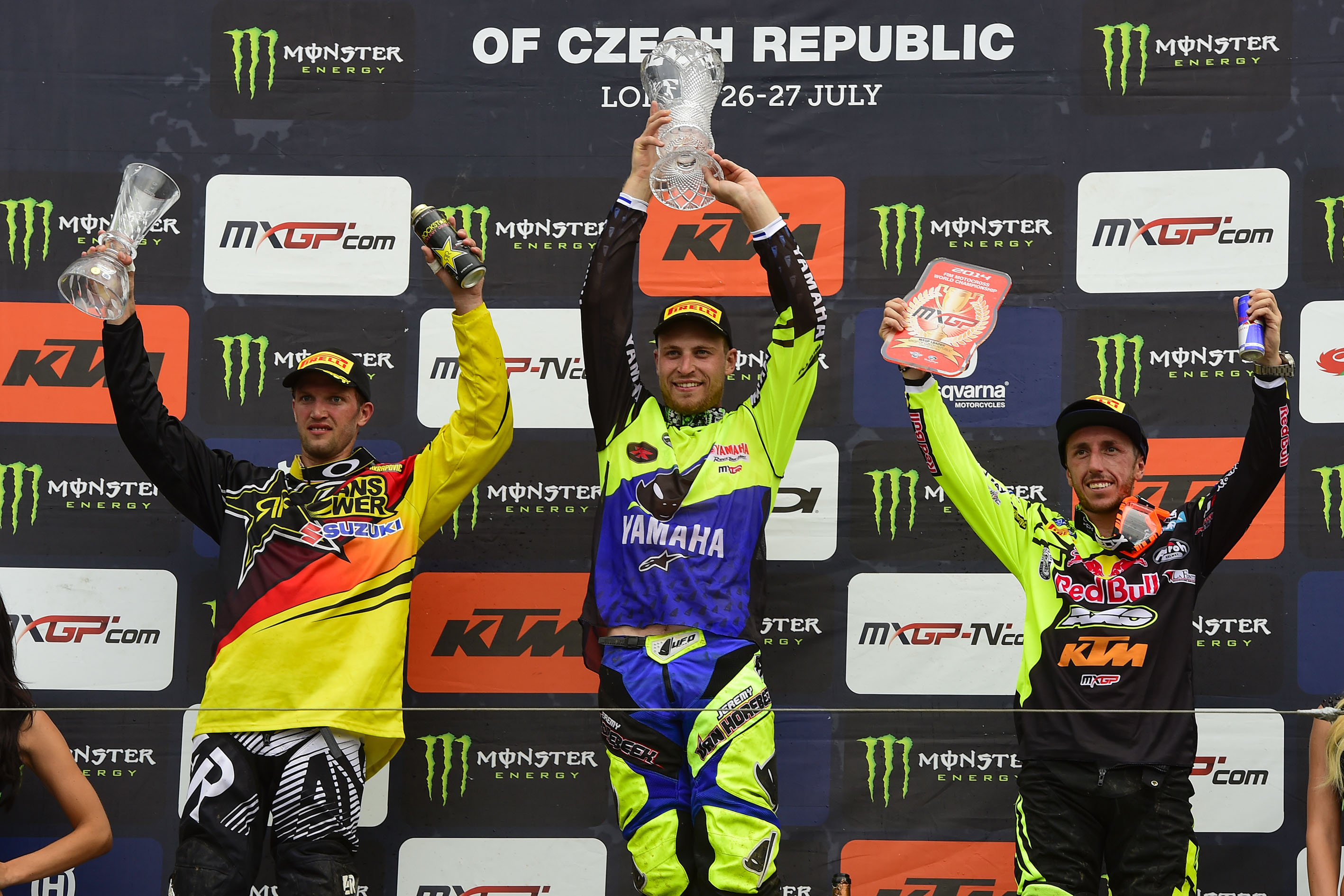 Il podio della Mx1 al Gp della Repubblica Ceca