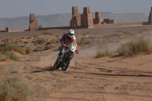 Merzouga Rally 2014 Johnny Aubert on top of the second stage