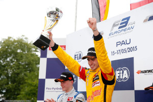 Prize giving ceremony, 3 Antonio Giovinazzi (ITA, Jagonya Ayam with Carlin, Dallara F312 - Volkswagen), FIA Formula 3 European Championship, round 3, race 3, Pau (FRA) - 15. - 17. May 2015