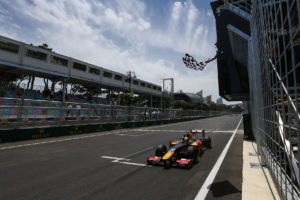 2016 GP2 Series Round 3 Baku, Azerbaijan. Saturday 18 June 2016. Antonio Giovinazzi (ITA, PREMA Racing), wins the race Photo: Sam Bloxham/GP2 Series Media Service. ref: Digital Image _SB_3662